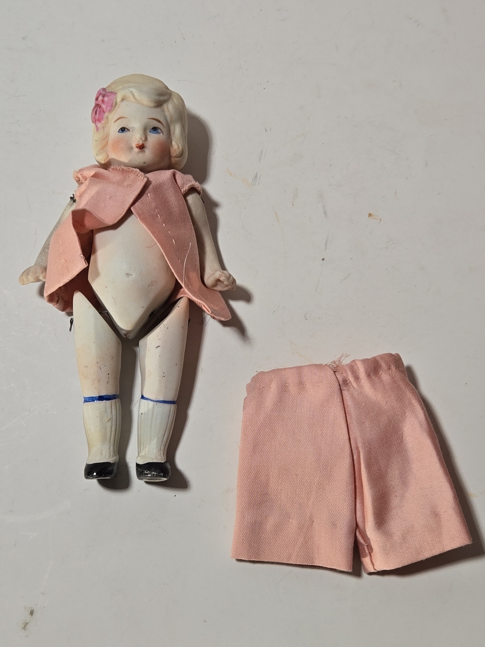 Vintage Porcelain Doll with Pink Outfit - Kids Toy Japanese